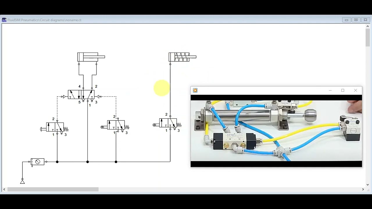 Mechanically actuated pneumatic valves: Defining actuating labels in FluidSIM.