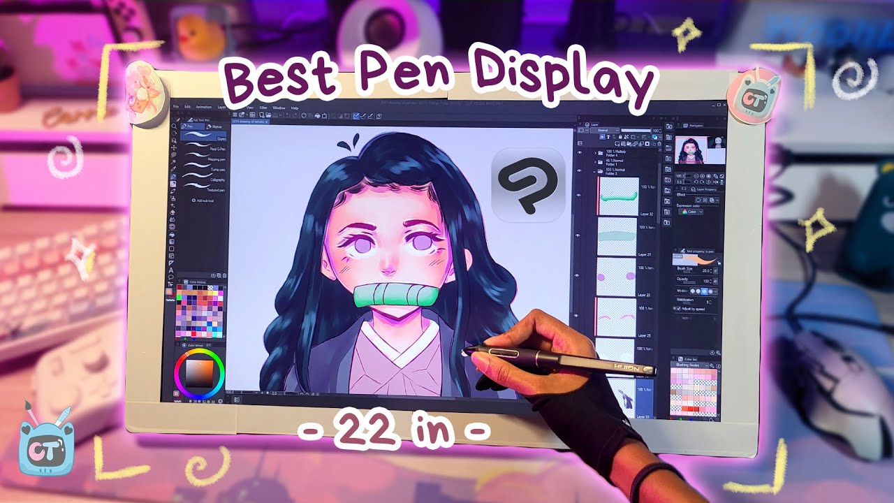 ✏️Huion Kamvas 22 Plus Unboxing Review + Nezuko Drawing 🌙