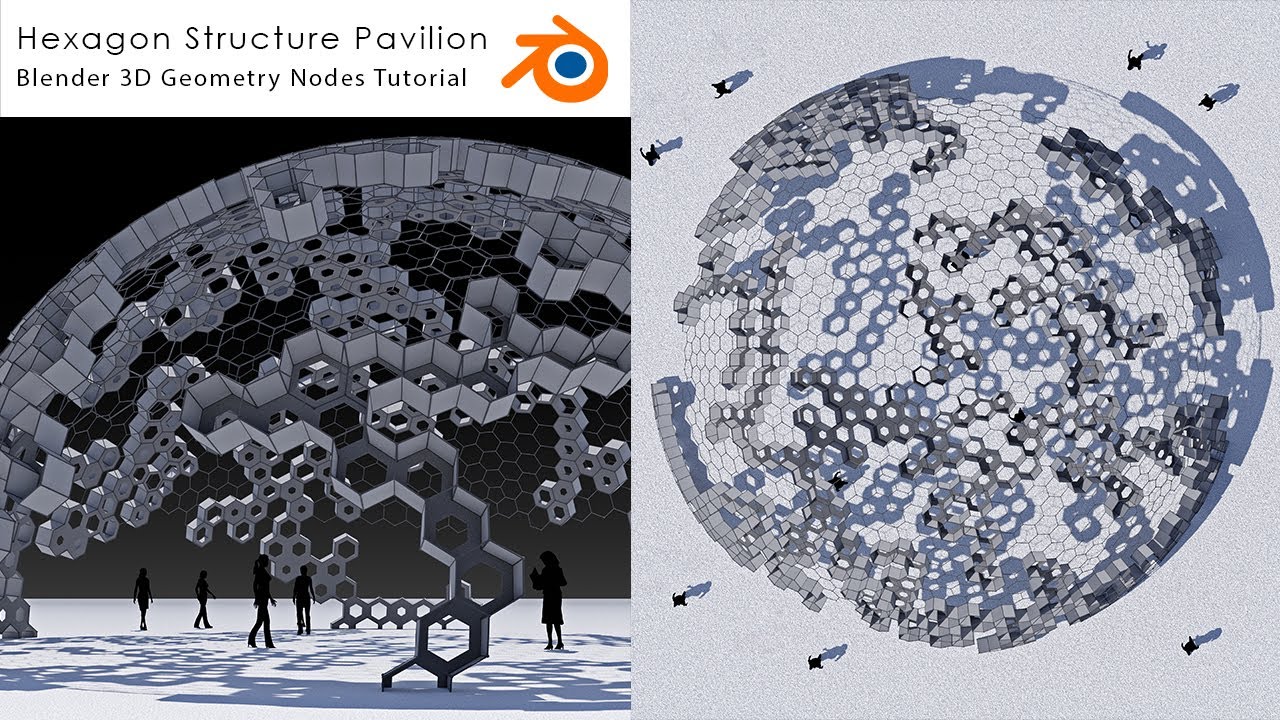 Hexagon Structure Pavilion Blender3D Geometry Nodes Tutorial