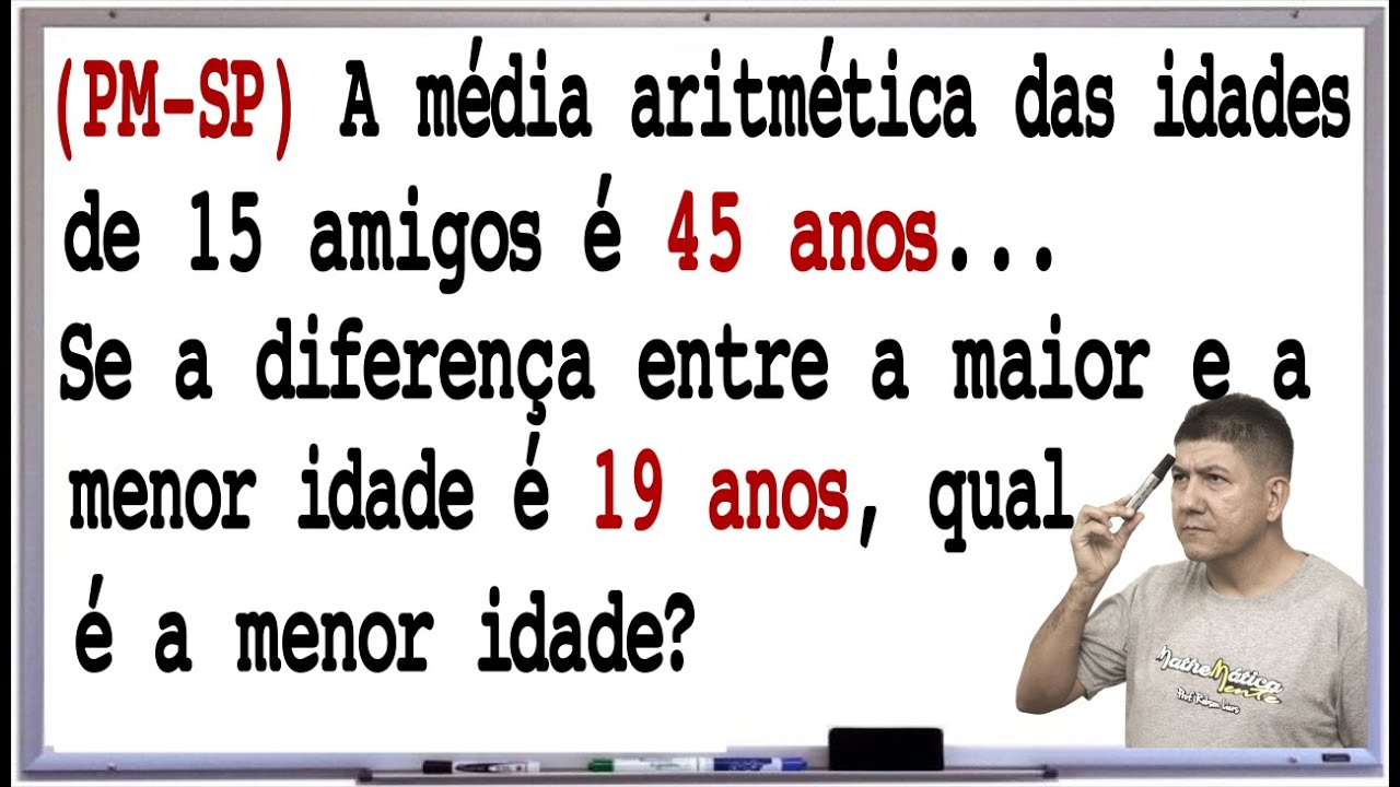 QUESTÃO DE CONCURSO - PM SP - VUNESP - MÉDIA ARITMÉTICA - Prof Robson Liers - Mathematicamente
