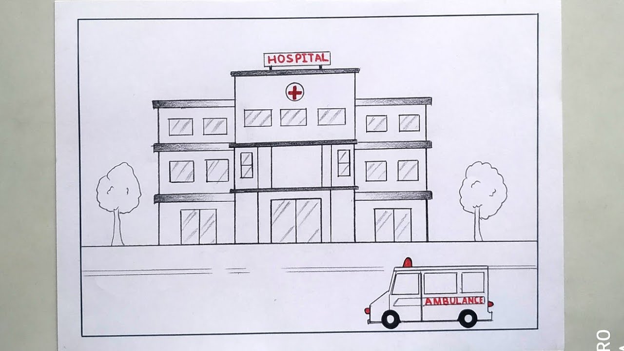 HOW TO DRAW A HOSPITAL EASY STEP BY STEP || HOSPITAL DRAWING