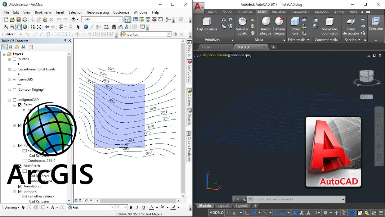 Exportar curvas de nivel (shp) a un archivo CAD