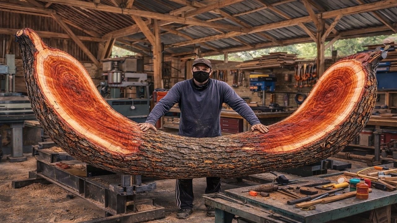 You Won’t Believe What He Plans to Create from This Bent Log