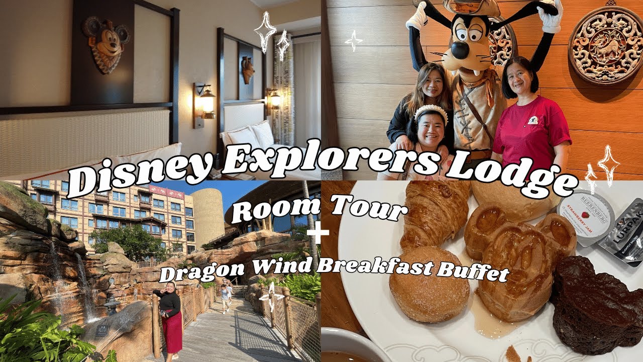 DISNEY EXPLORERS LODGE + DRAGON WIND BREAKFAST BUFFET | Room Tour & Review | HK Disneyland -Vlog #33