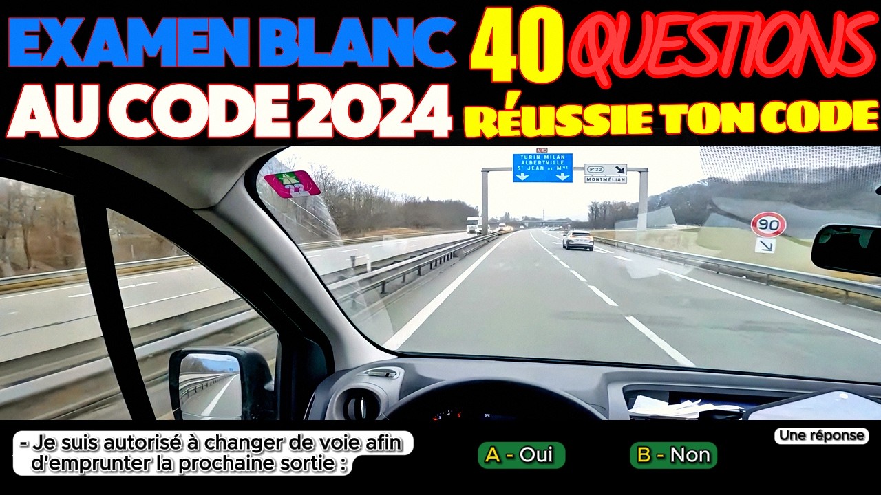 Test au code de la route - 40 Questions à l'Examen blanc du permis de conduire + Réponses