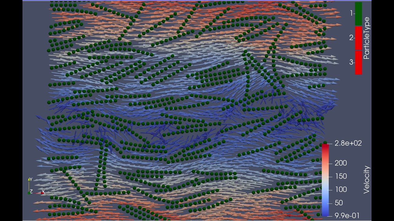 2D simulations of fiber suspension with MPS (c/c* = 2.91)
