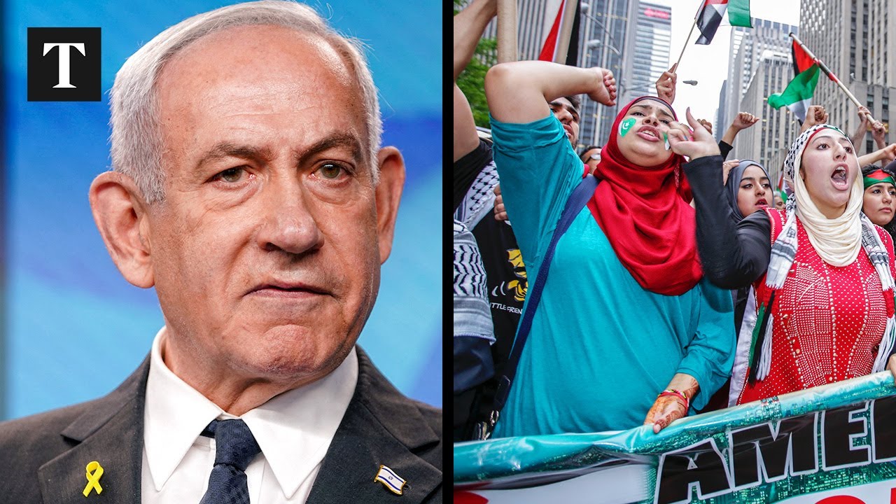 LIVE: Anti-Israel Protesters Gather in New York for Netanyahu's Speech