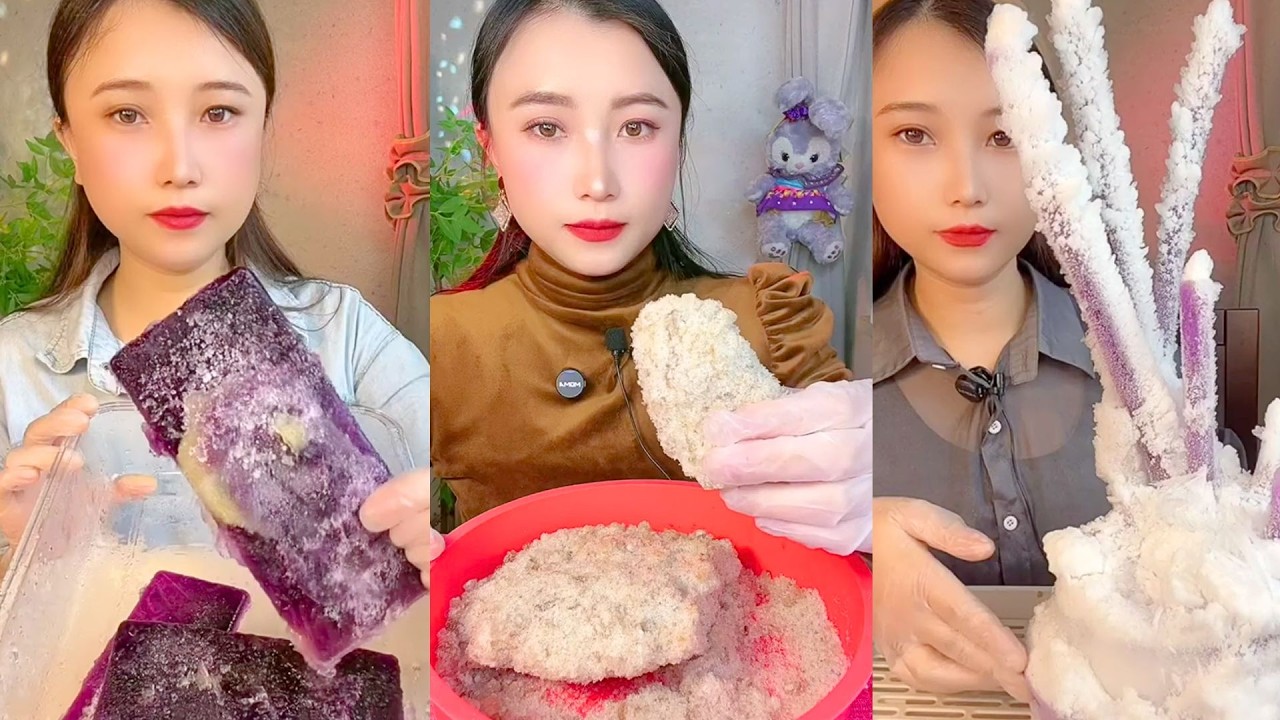 Purple Crystal Candy and Snowy Coconut ASMR Feast