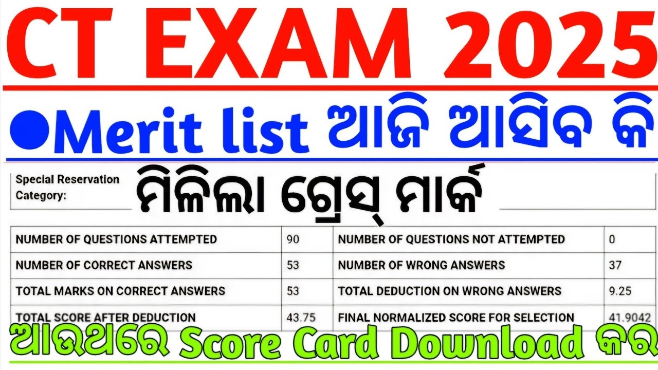 ct exam 2025 new score card released|ct exam merit list updates 2025|ct exam grace mark 2025|