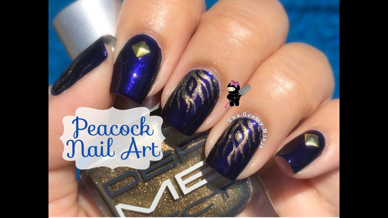 Peacock Feather Nail Art by The Crafty Ninja