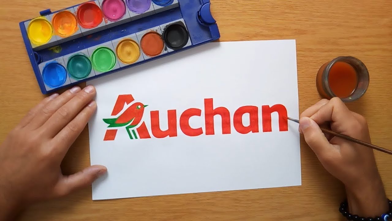 How to draw the Auchan logo - Comment dessiner le logo Auchan - Come disegnare il logo di Auchan