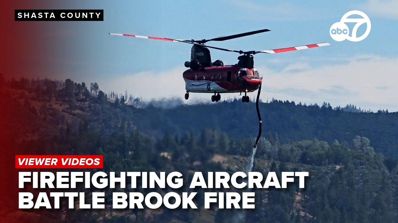 Firefighting aircraft battle Brook Fire from Shasta Lake and Redding airport | Viewer Videos