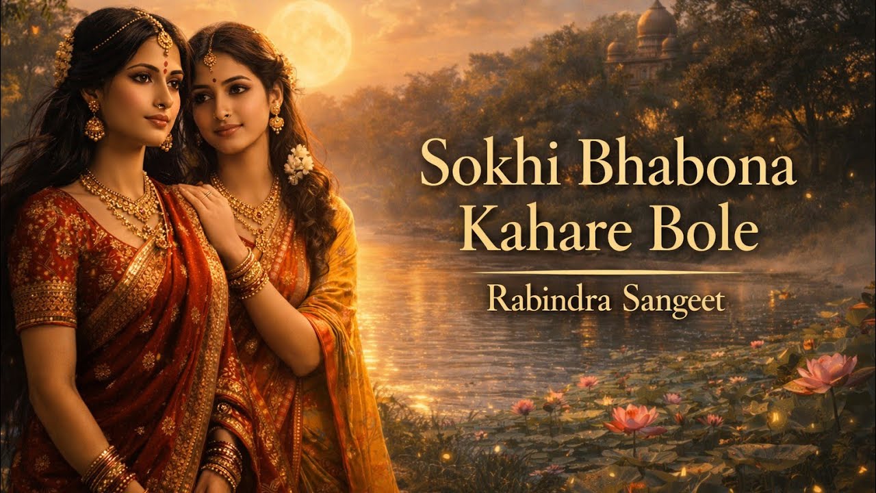Sokhi Bhabona Kahare Bole | Rabindra Sangeet | Radha Krishna AI Devotional Impression