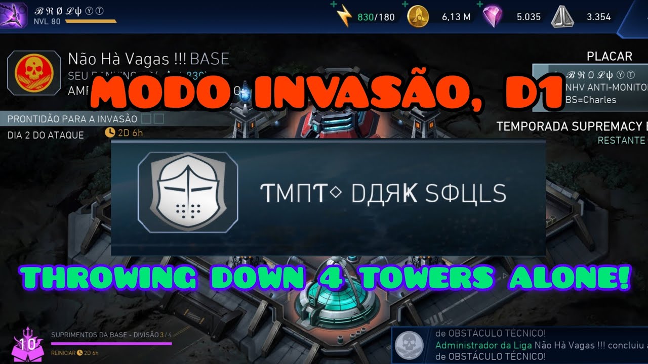 MODO INVASÃO, D1 | DERRUBANDO AS 4 TORRES SOLO