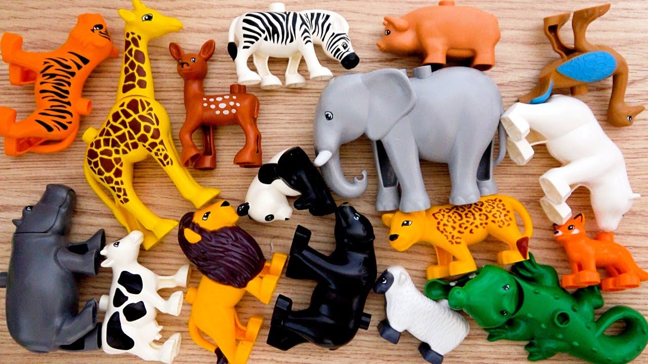 야생 동물 레고 장난감을 모아놓고 동물의 영어 이름과 모습 알아보기 Learn Wild Animals Names with Lego Animals Toys