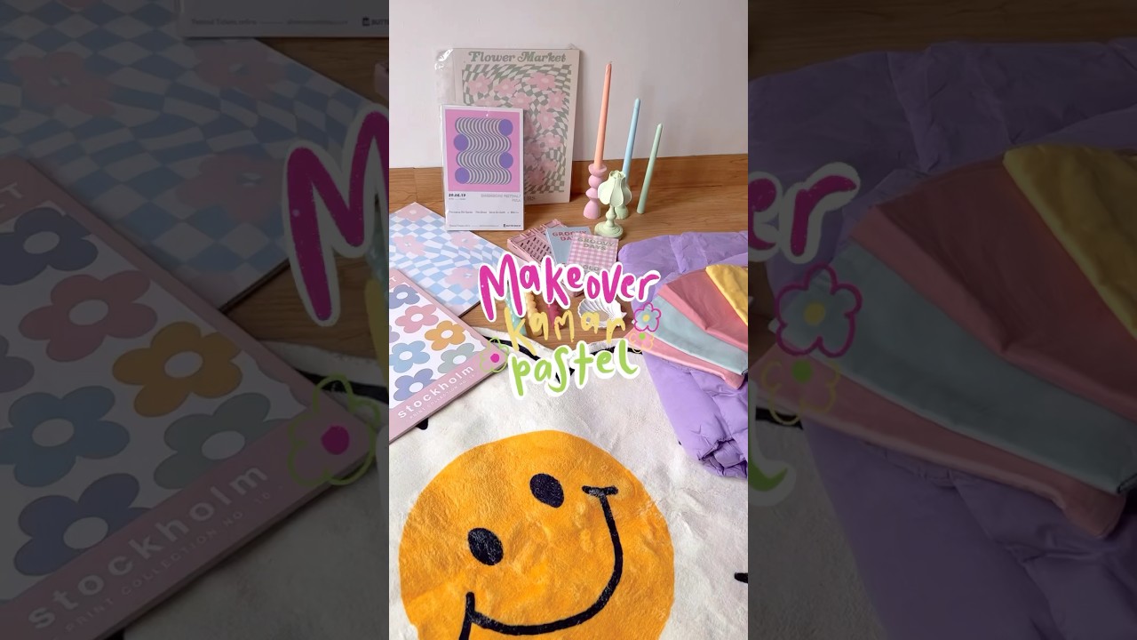MAKEOVER KAMAR PASTEL ALA PINTEREST 🌈🥰💛 pasang lamtai vinyl~