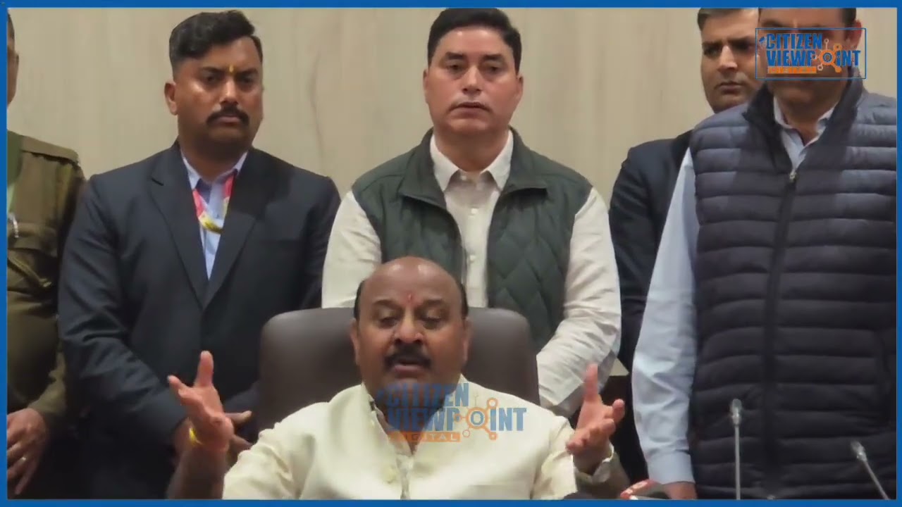 DyCM Surinder Choudhary addresses press briefing in Gandhi Nagar, Jammu.