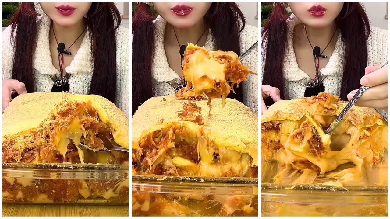 ASMR Deep Cheese Sauce Roll Cake with Meat Floss | Sweet & Salty Taste #asmr #mukbang #cake