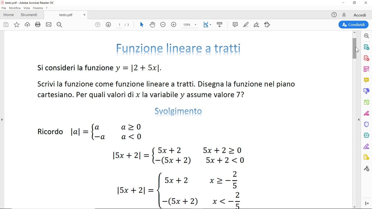 funzione lineare a tratti - modulo (esercizio svolto)