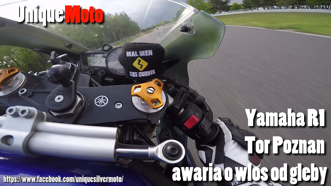 Yamaha R1 Tor Poznań awaria o włos od gleby 15-05-2017 Speed Day