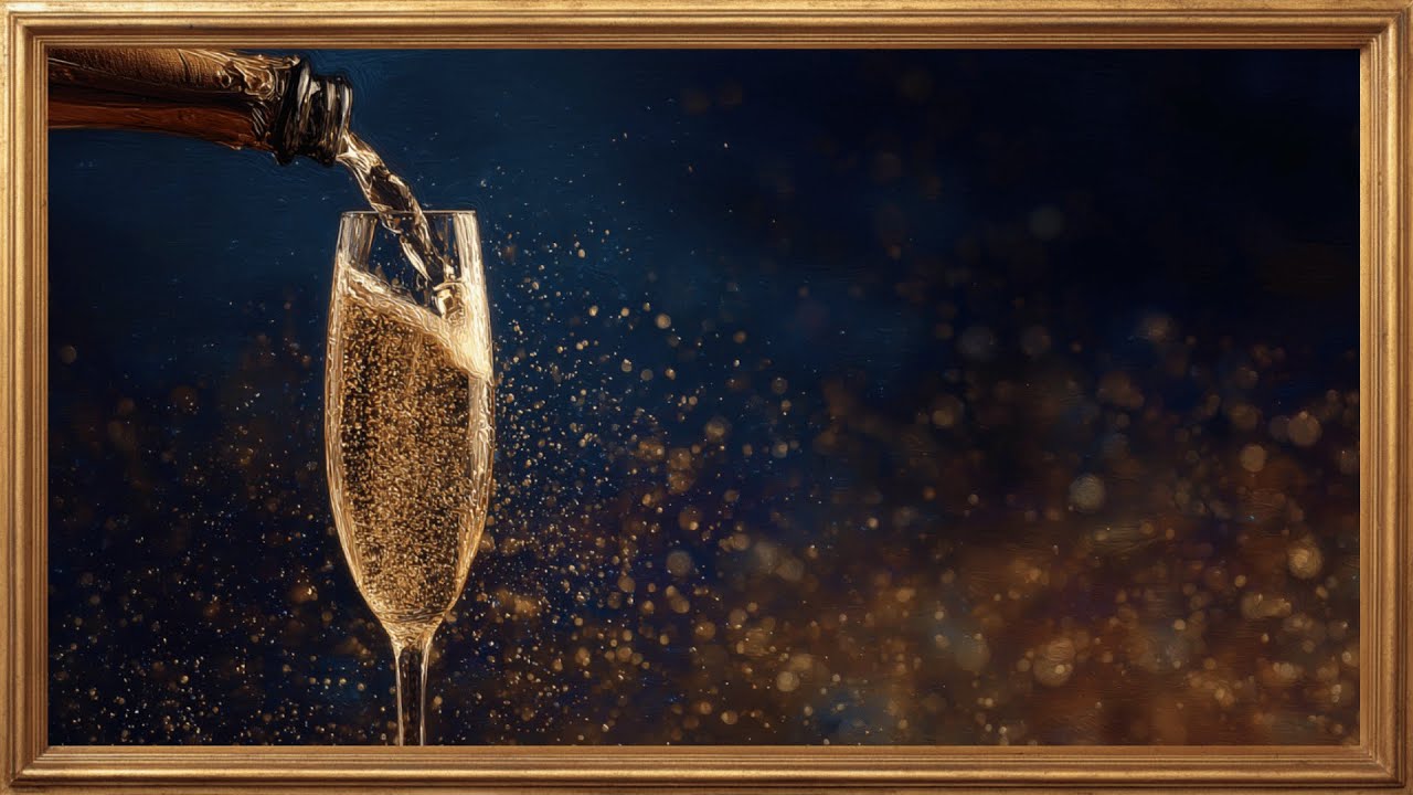 Champagne Pour New Year&rsquo;s Eve 🍾 Elegant Smart TV Art | NYE Ambient Background