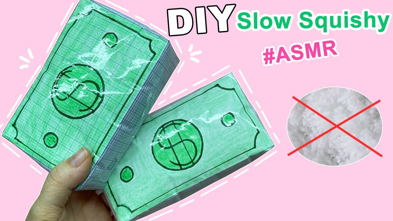 [ASMR] Cách làm squishy Cọc tiền-Chậm tăng-Bằng giấy Ô ly | Không cần bông | Liam Channel