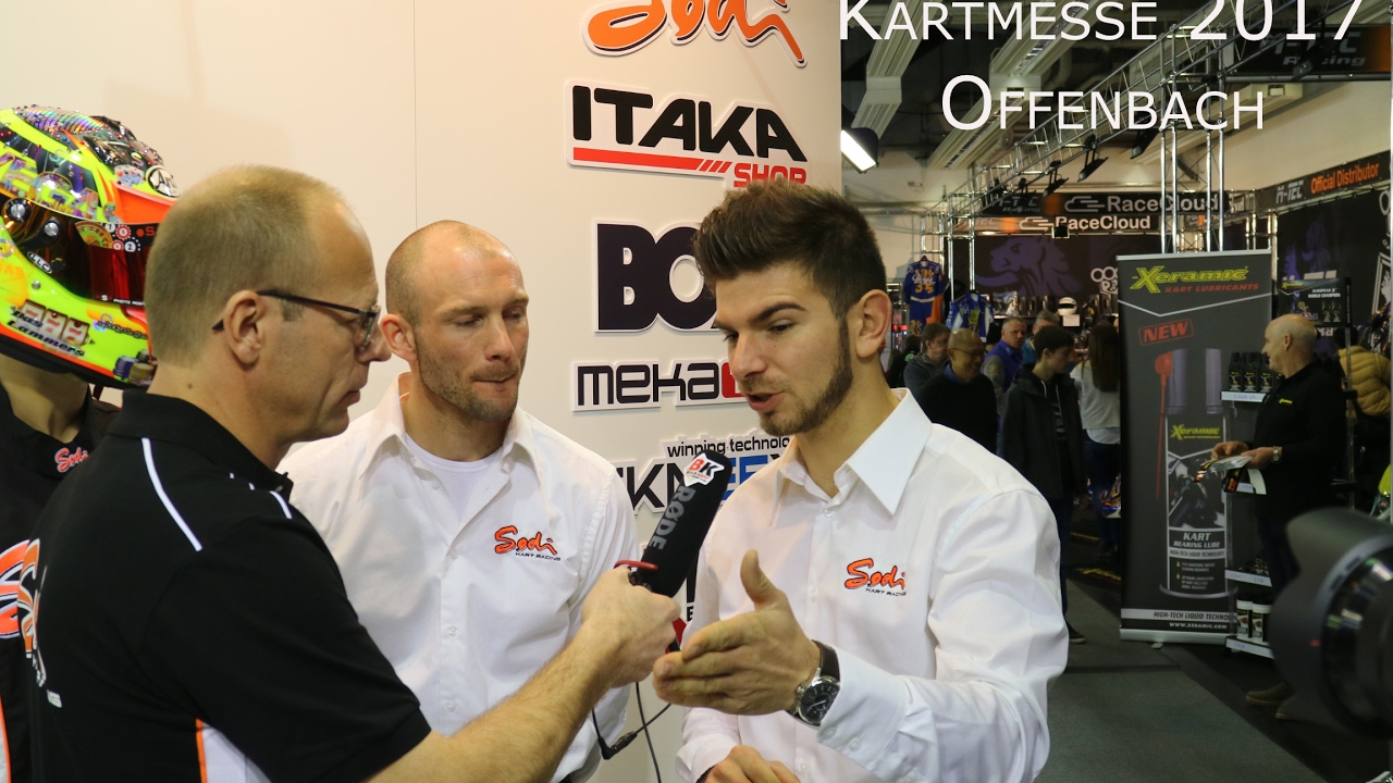 Kartmesse 2017 Offenbach - Achim Beule erläutert die Neuigkeiten von Sodikart