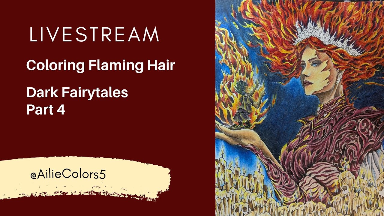 Dark Fairytales #ColoringLive 🕯️ | Prismacolor Flaming Hair Tutorial #colorwithme