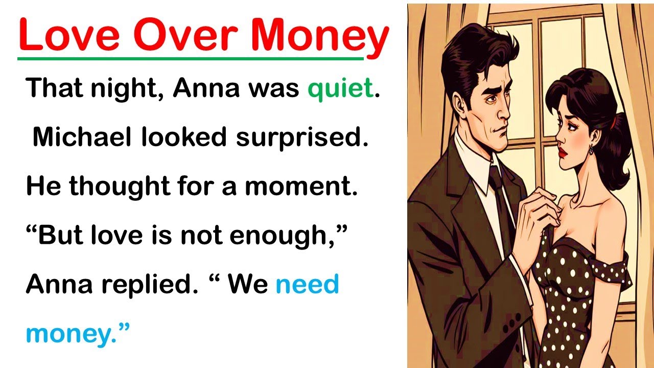 Learn English through Stories Level 3 ⭐  Love Over Money- Improve your English | English Audio Story