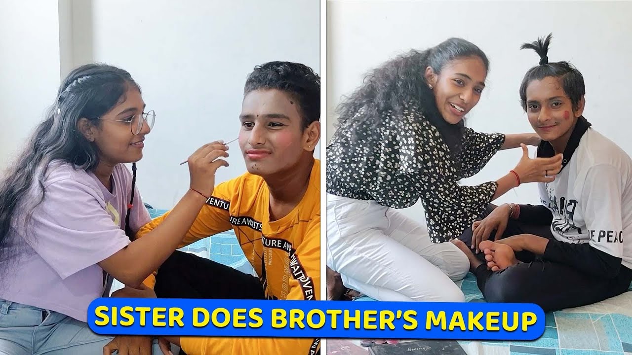 SISTER DOES BROTHER'S MAKEUP | Gujju Cousins #entertainment #gujjucousins