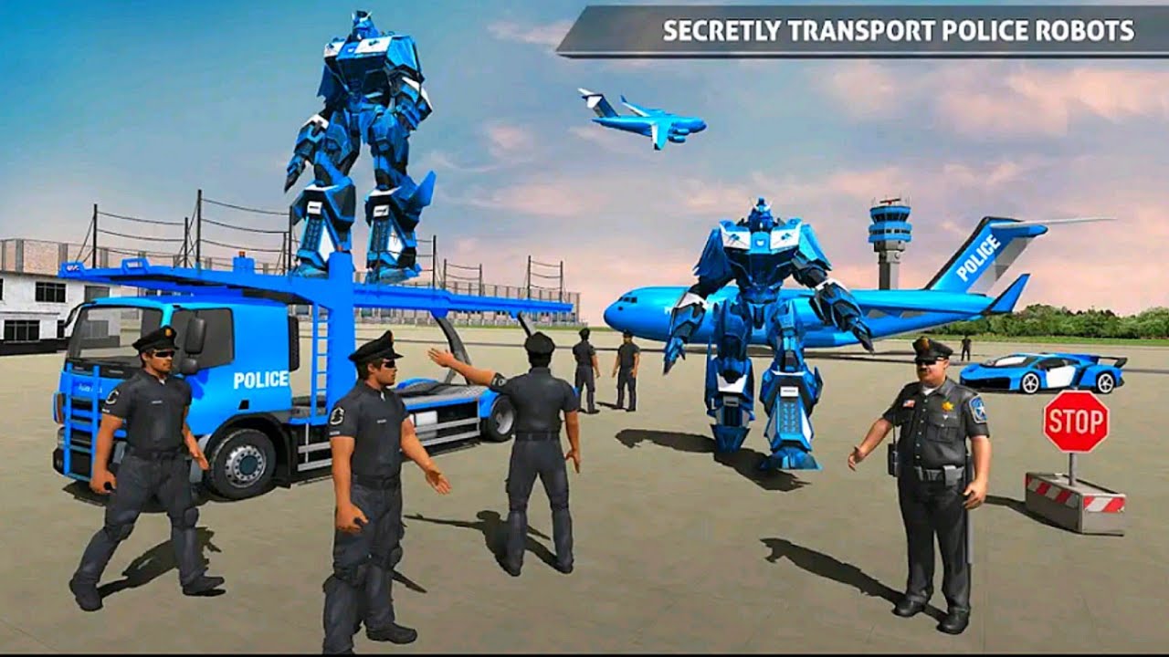Police Robot Car Transporter: US Police NYPD Robot Transform Game - Android Gameplay