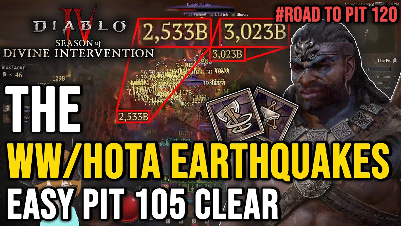 WW/HotA Earthquakes Barbarian ⭐Pit 105⭐ - Diablo 4 Season 11