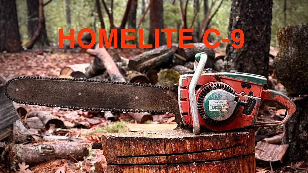 Homelite C-9 Chainsaw walk around and cutting 