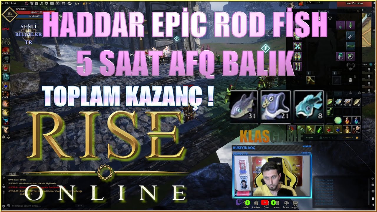 Rise Online Haddar 20 LVL Balıkçılık ile 5 Saat Farm Sonucu Exp ve Kazanç !- Sesli Bilgiler TR