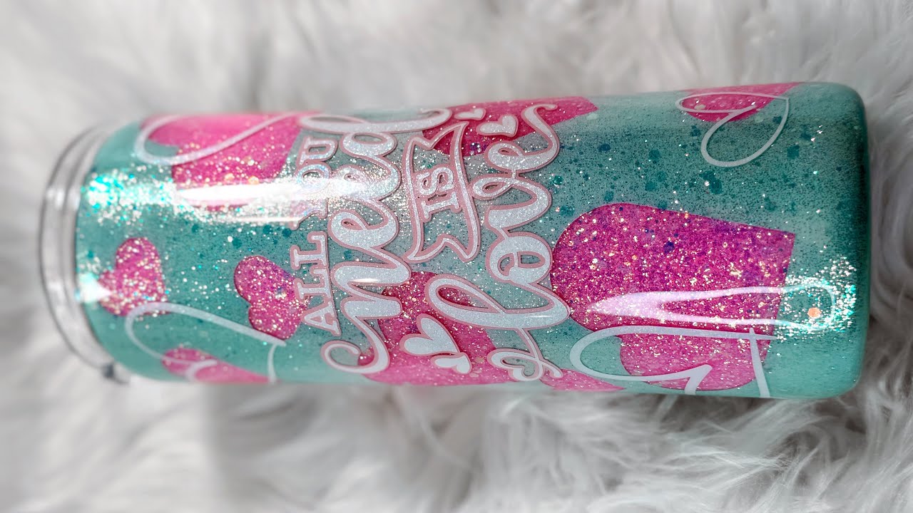 Valentines Glitter Peekaboo Tumbler for Beginners #tumblertutorial #valentinesday #glittertumbler