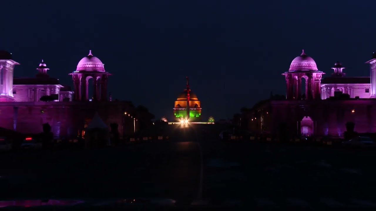 Rashtrapati Bhavan lit up on the eve of Independence Day