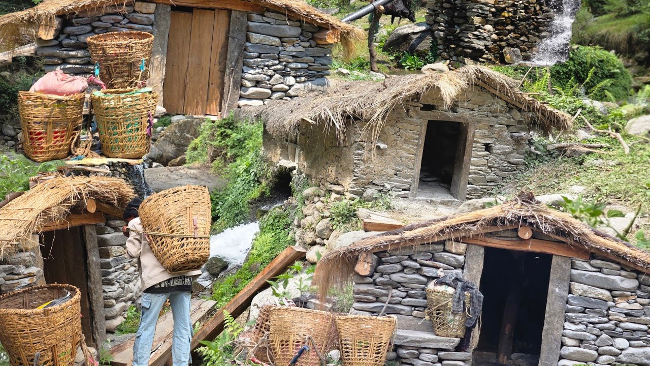 100-200 Years Traditional Water Mill in the Himalayan Village Ancient Water-Powered Grain Mill Nepal