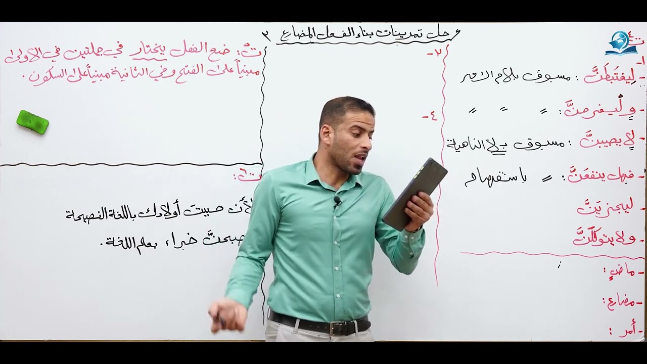 حل تمارين بناء الفعل المضارع للصف الثاني المتوسط (المنهج الجديد)