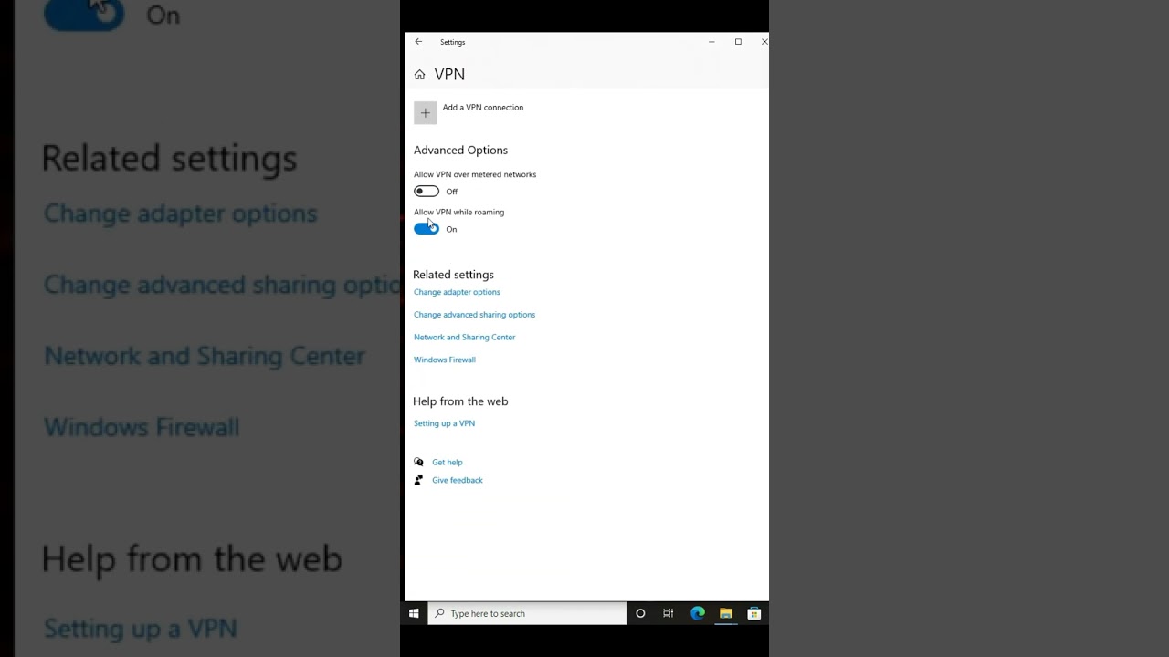 How to turn on and off vpn option in windows 10