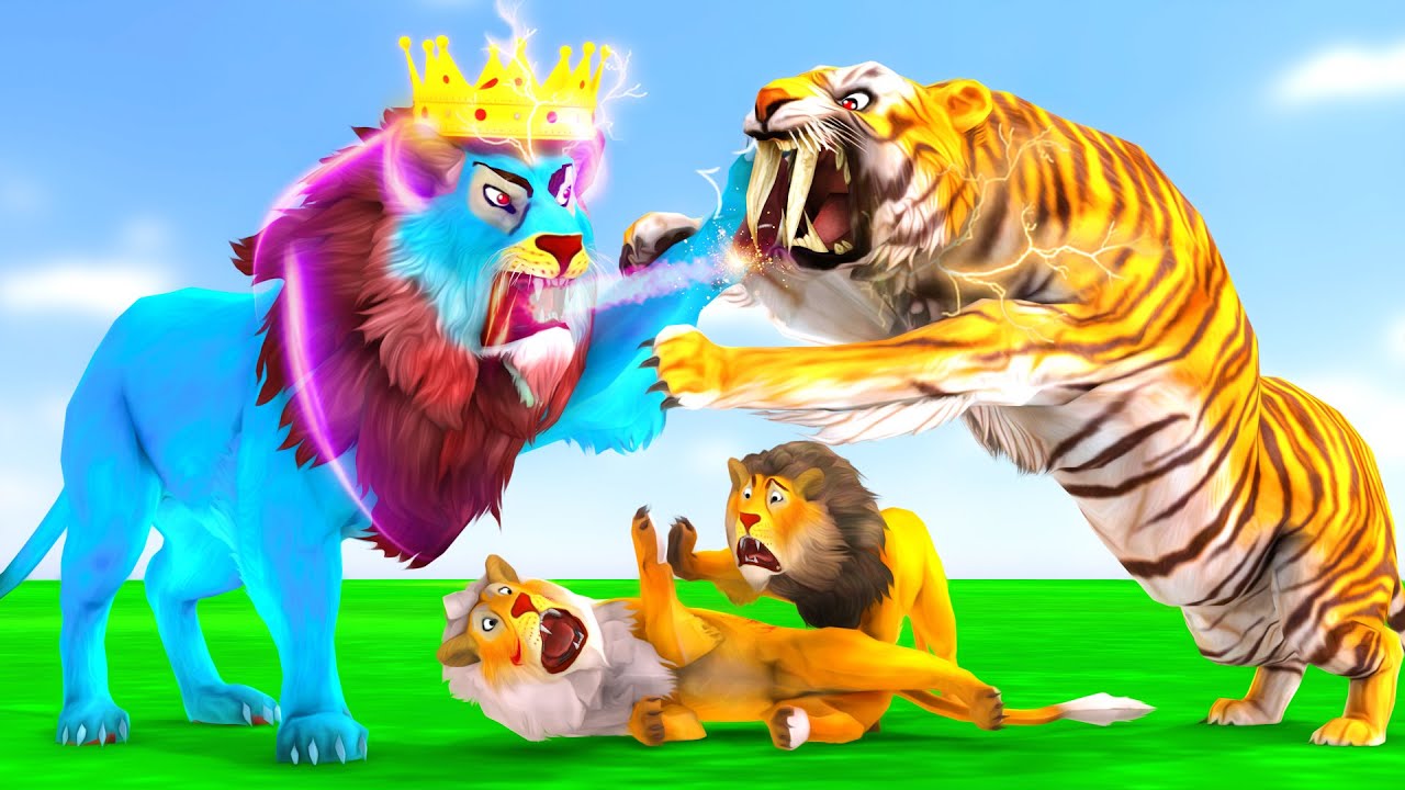 Lion Vs Tiger Magical Story | Powerful Giant Color Lion Tiger Stories | Panchatantra Bedtime Stories