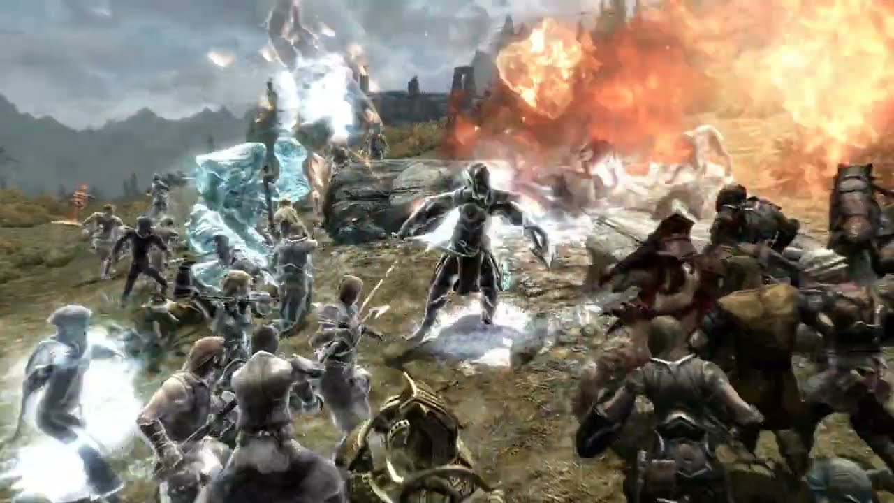 Skyrim Battles - Ebony Warrior & Karstaag vs The Followers