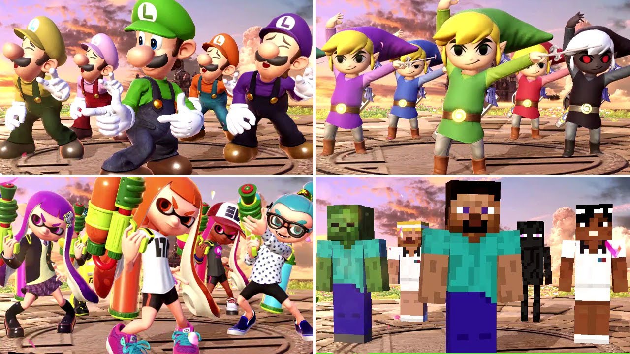 Super Smash Bros. Ultimate — все командные победные позы (включая DLC)