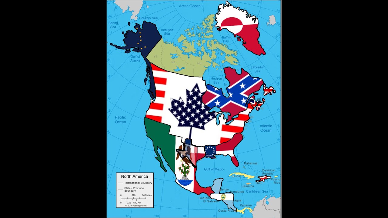 Alternate flag map of North America