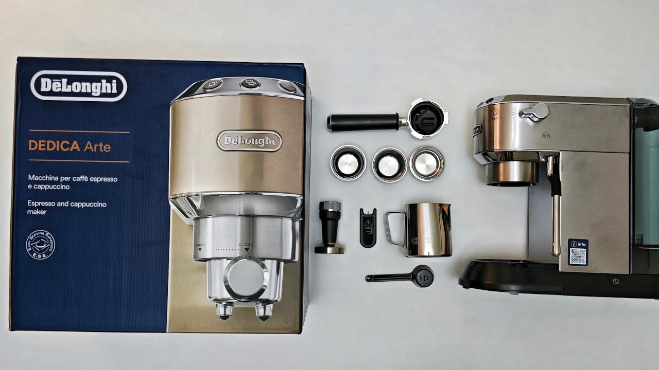 De'Longhi Dedica Arte EC 885  || Detail Unboxing || تجربة فتح ديلونجي ديديكا أشهر ماكينات القهوة