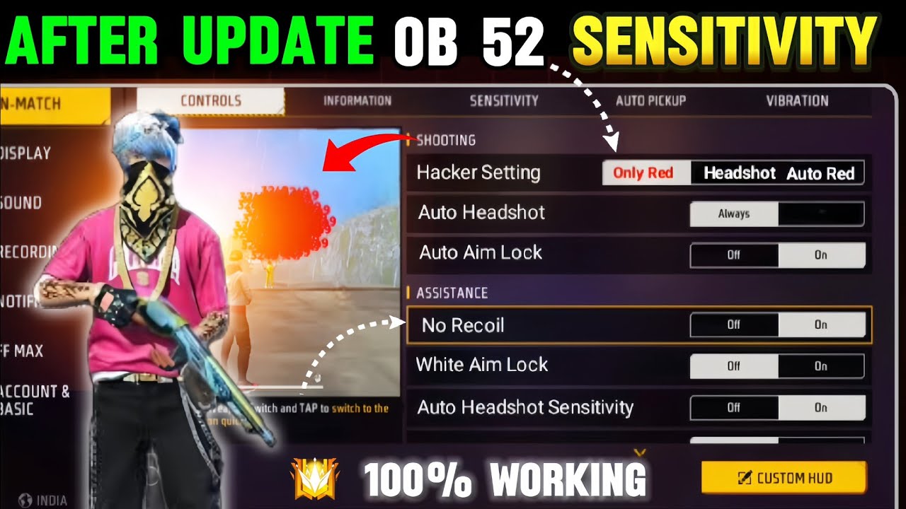 OB52 Update Sensitivity Setting | Free Fire Headshot Sensitivity setting After OB52 update |