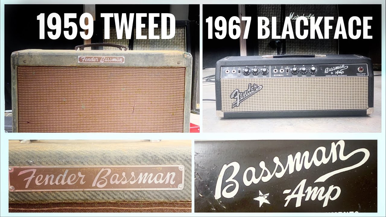Original Tweed Vs Blackface Fender Bassman though the same Speaker Cabinet!