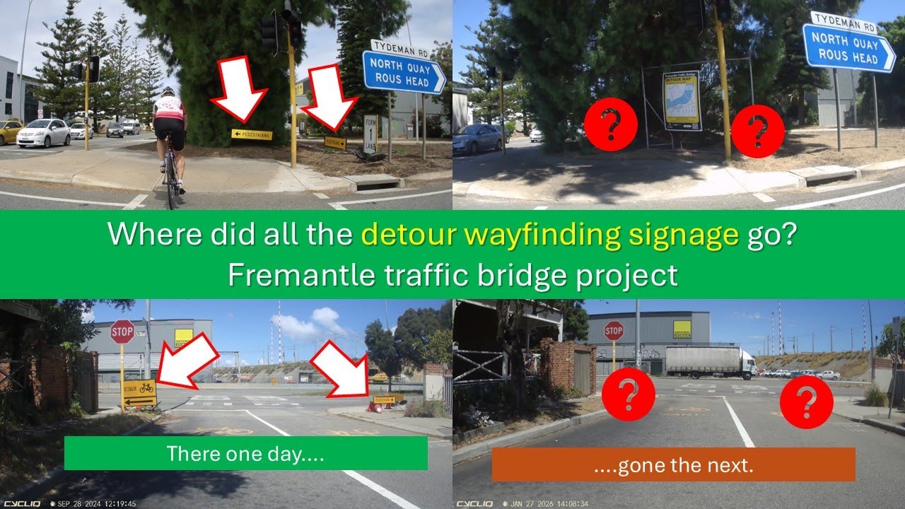 Where did all the detour wayfinding signage go for the Fremantle traffic bridge project?