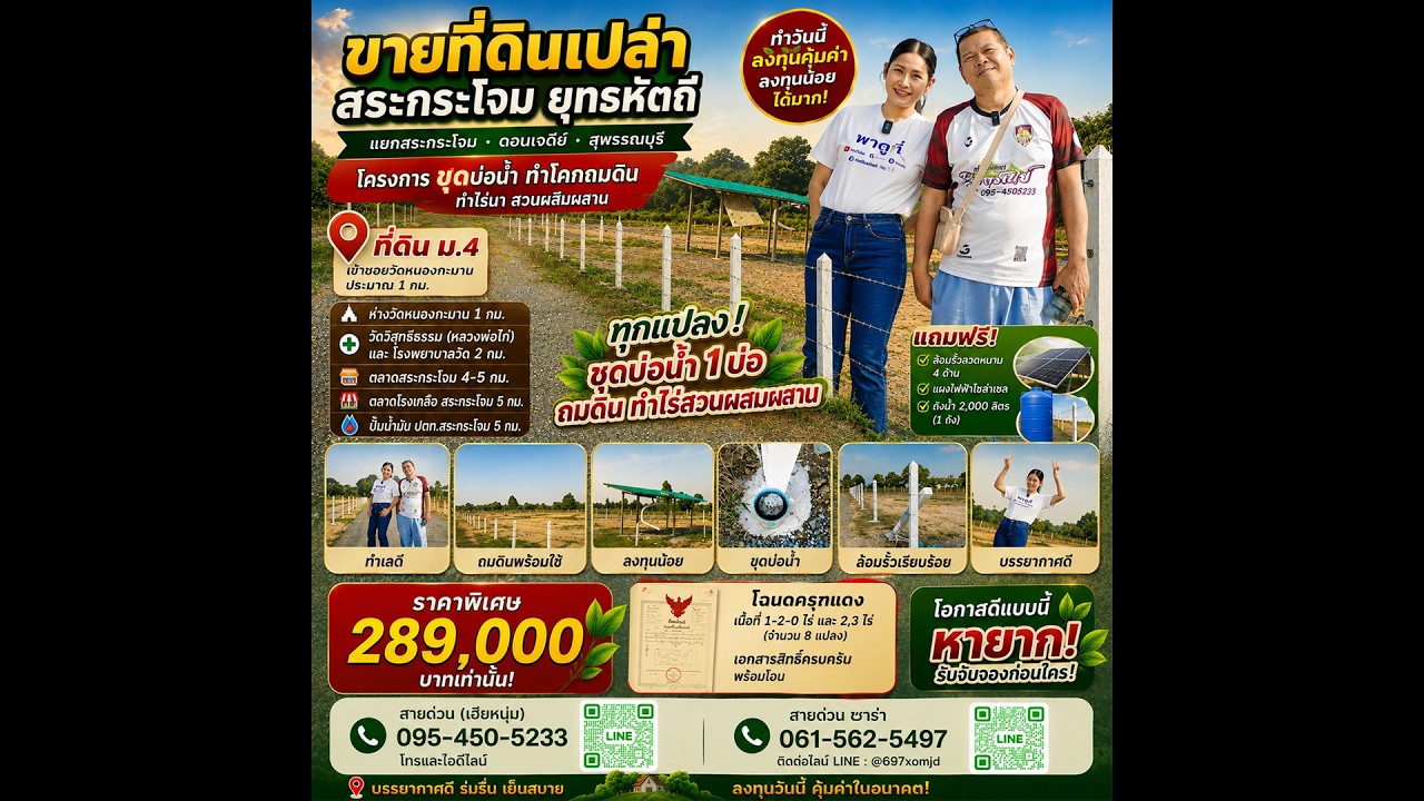 #พาดูที่ | ขายที่ดินเปล่าสระกระโจม ยุทธหัตถี ตลาดโรงเกลือสระกระโจม แยกสระกระโจม ดอนเจดีย์ สุพรรณบุรี