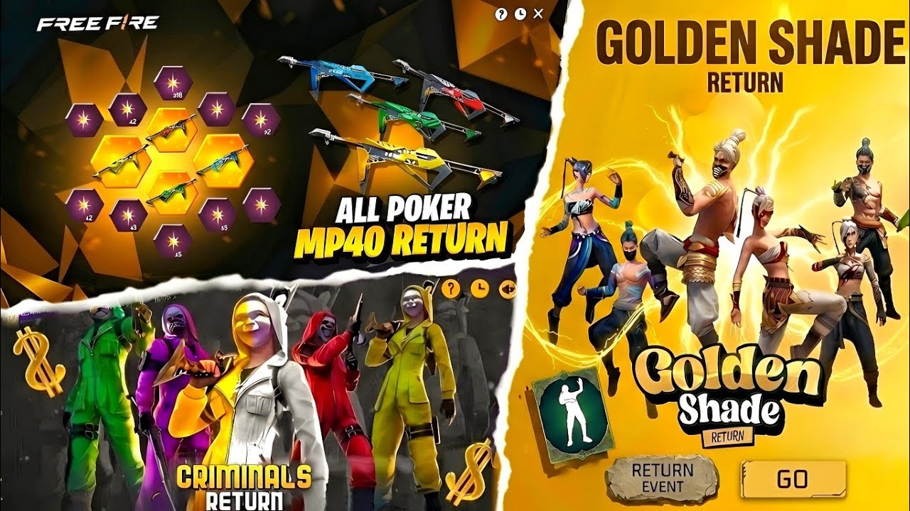 Golden Shade Bundle Return🤯🔥 l Poker Mp40 Return Event l Free Fire New Event l Ff New Event 