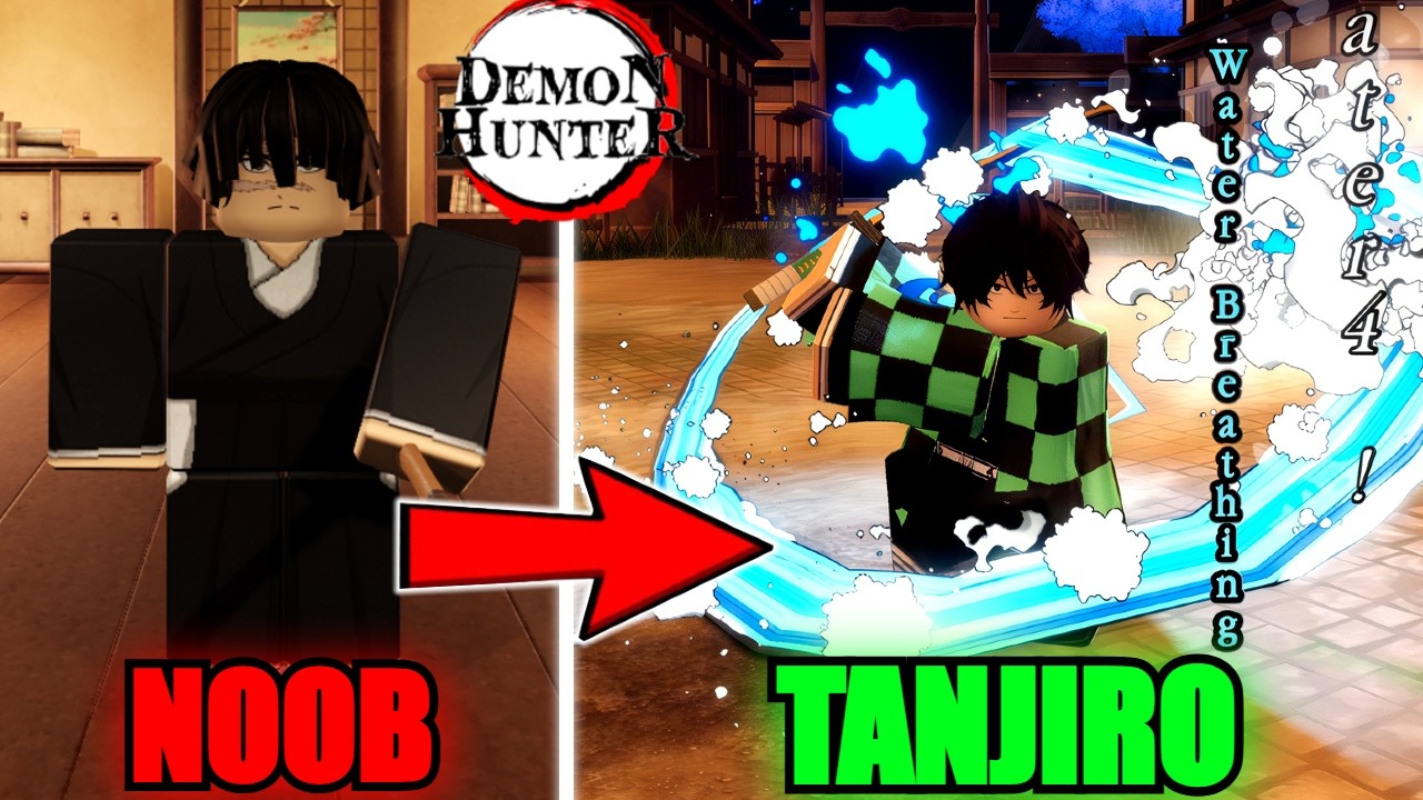 Going From Noob To Water Breathing TANJIRO KAMADO In Demon Hunter...(Roblox)